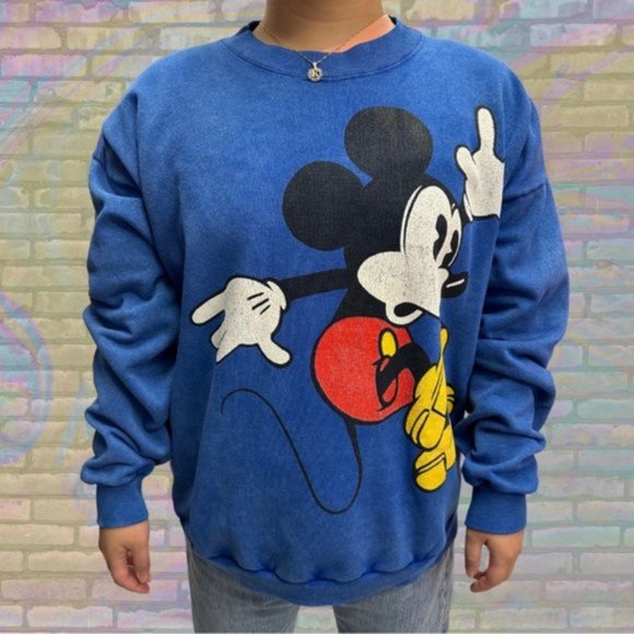 [SOLD] Vintage 80s Faded Disney Mickey Mouse Big Print Made in USA Crewneck - Picture 2 of 3